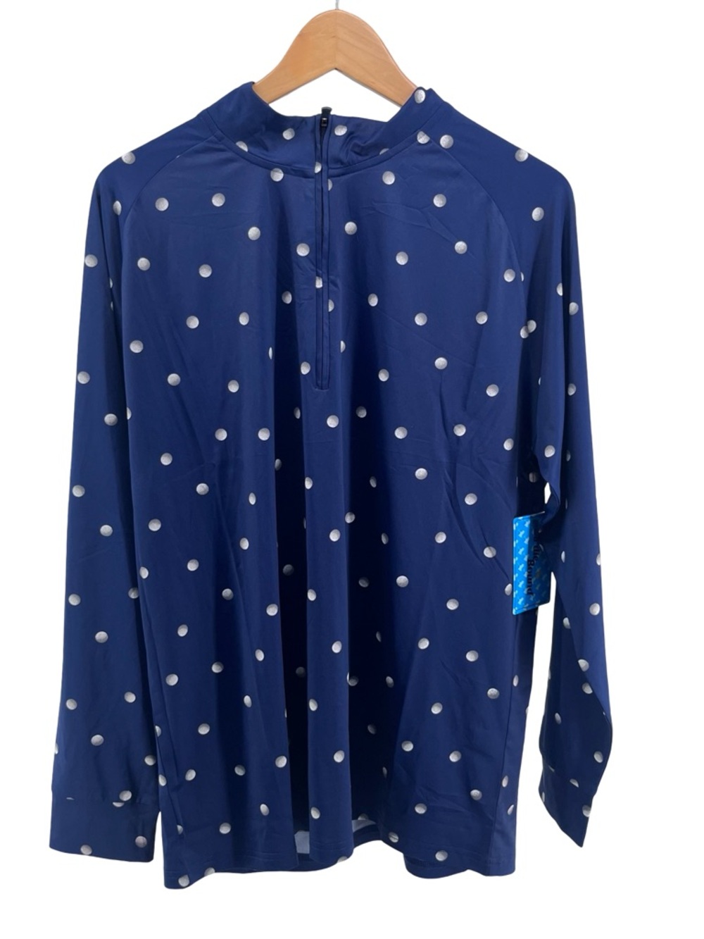 Birdiebound NWT Navy White Dots Quarter-Zip Long Sleeve Activewear Golf Pullover